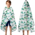 thumbnail image 3 of Green Christmas Tree and Text Pattern Hooded Bath Towel，60"x35" for Ages 3 To 12 Kids, Quick Dry Lightweight Soft Microfiber Hood Beach Towel Cover Up for Kids, 3 of 7