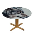 thumbnail image 3 of WYYP Round Table Cover 100% Polyester Fiber Table Cloth - The Appearance of the Wolf Searching for Food, the Fierce Hunter White, 3 of 8
