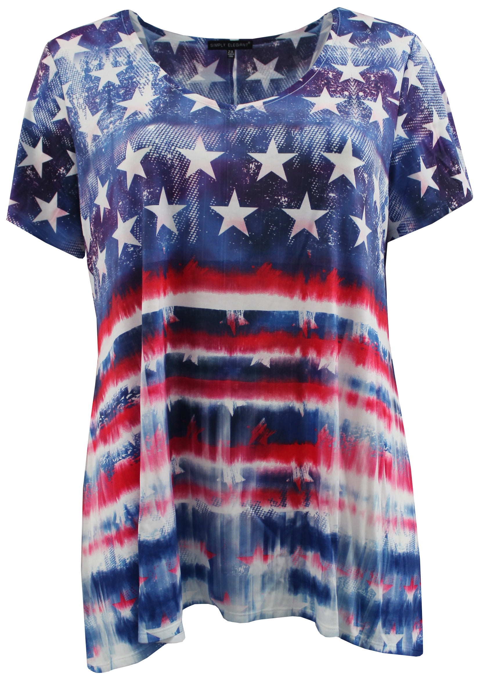 American Flag Knit Blouse Tee T Shirt 