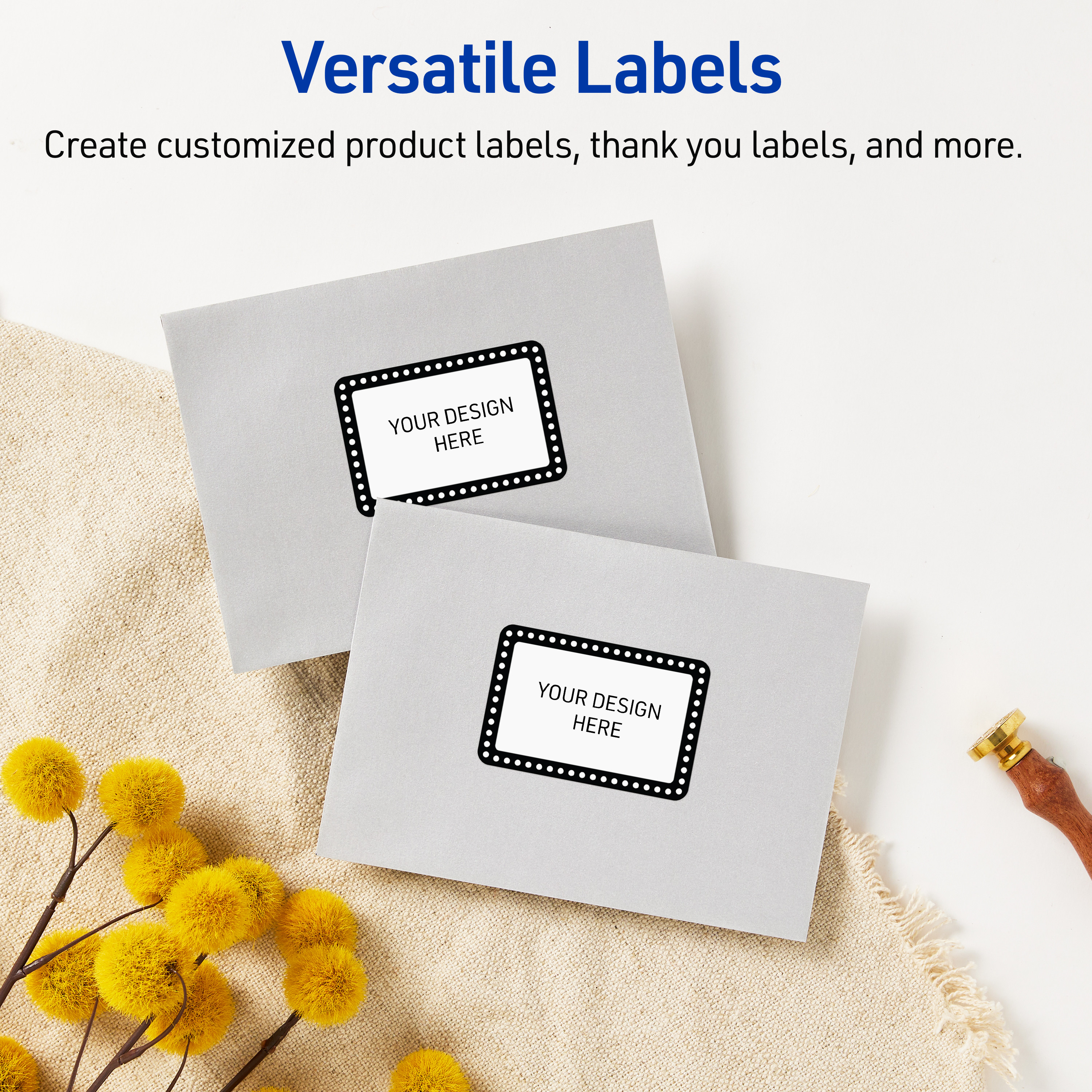 Avery 4" x 3-1/3" Labels, Black and White Polka Dots, 40 ct, Glossy, Black & White Polka Dots