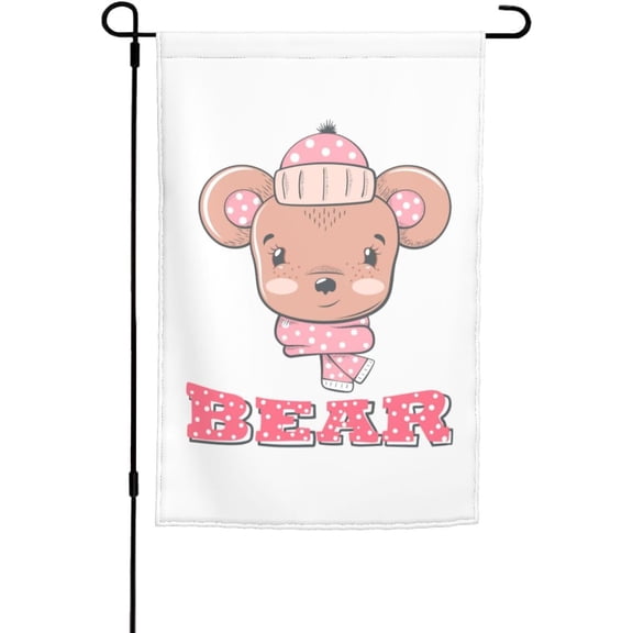 Double Sided Cute Winter Bear Garden Flag 12x18 Inch Yard Welcome Banner Outdoor Garden Farmhouse Decor Flags