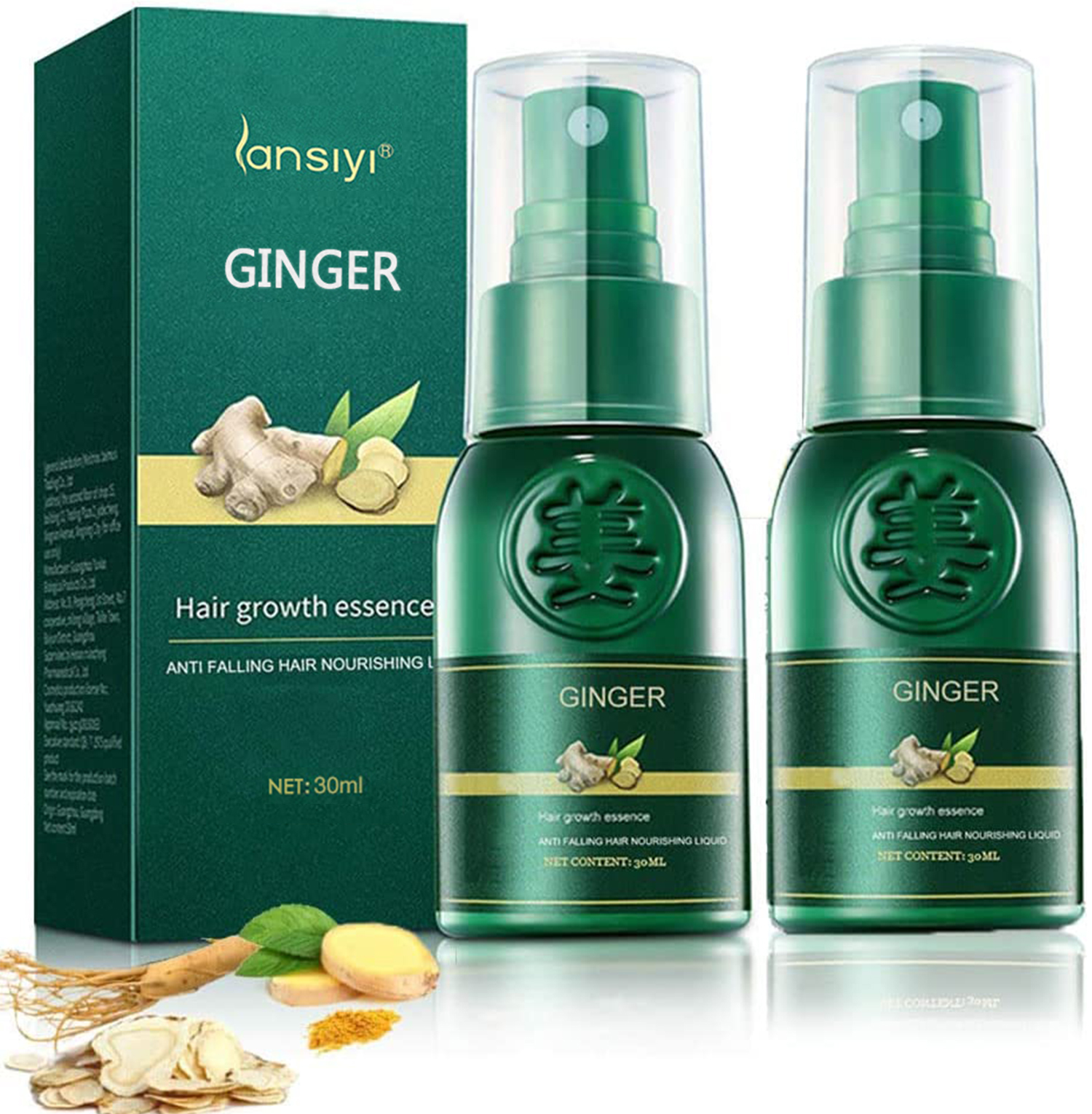 Hair Growth Spray, 2Pcs Ginger Essence Oil Hair Regrowth Spray, Natural Anti Hair Loss