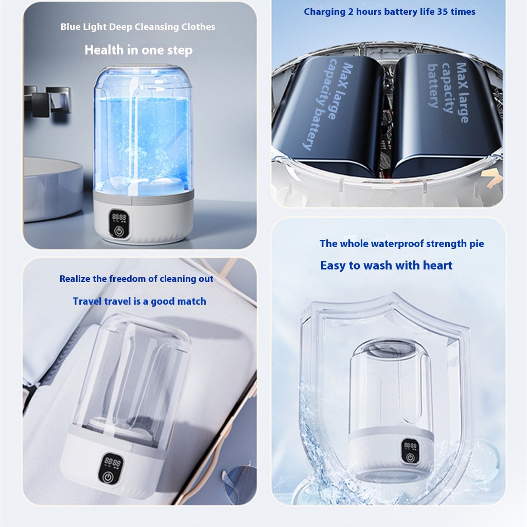 Mini Waterproof Laundry Device Small Clothes Cordless Quiet Operation Washer