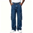 thumbnail image 2 of GrmtClth Men's Baggy Jeans Elastic Waist Jean Pants with Drawstring Relaxed Fit for Casual Daily Wear Cargo Pants with Pockets 2XL, 2 of 7