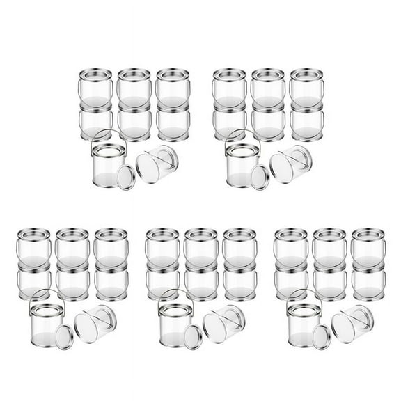 Paint Bucket Clear Bucket with Metal Lids and Handle Decorative Clear Plastic Bucket Storage Clear Paint Can 40 Pack