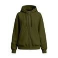 thumbnail image 3 of Plus Size Women's Full Zip Hoodie Thicked, Oversized Long Sleeve Hooded Sweatshirt with Pockets, Womens Zip Up Hoodies with Hoods, Green, XXL, 3 of 6