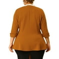 thumbnail image 4 of MODA NOVA Juniors Plus Size Curve 3/4 Sleeve Peplum Bomber Work Blazer, 4 of 6