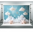 thumbnail image 3 of Cute Sky Clouds Star Backdrop Kids Photography Background Boy Girl Birthday Baby Shower Cradle Ceremony Party Banner Child Portrait Photoshoot Wallpaper Photo Studio Booth Props, 3 of 3