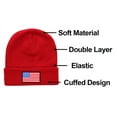 thumbnail image 6 of American Flag Embroidered Beanie Hats for Unisex Men Women Winter Cold Weather Knit Cuff Skull USA Cap - Red, 6 of 6