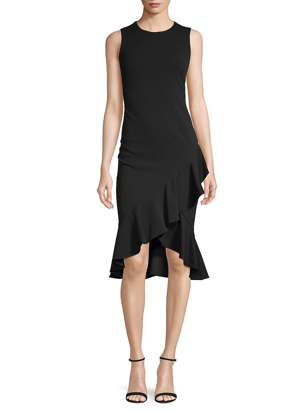 CALVIN KLEIN Womens Black Sleeveless Midi Hi-Lo Evening Dress Size: 2 ...