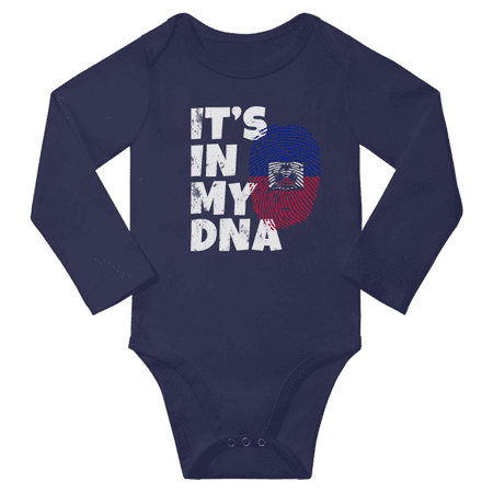 

It s In My Haitian DNA Baby Long Sleeve Bodysuit Outfits (Navy 24 Months)