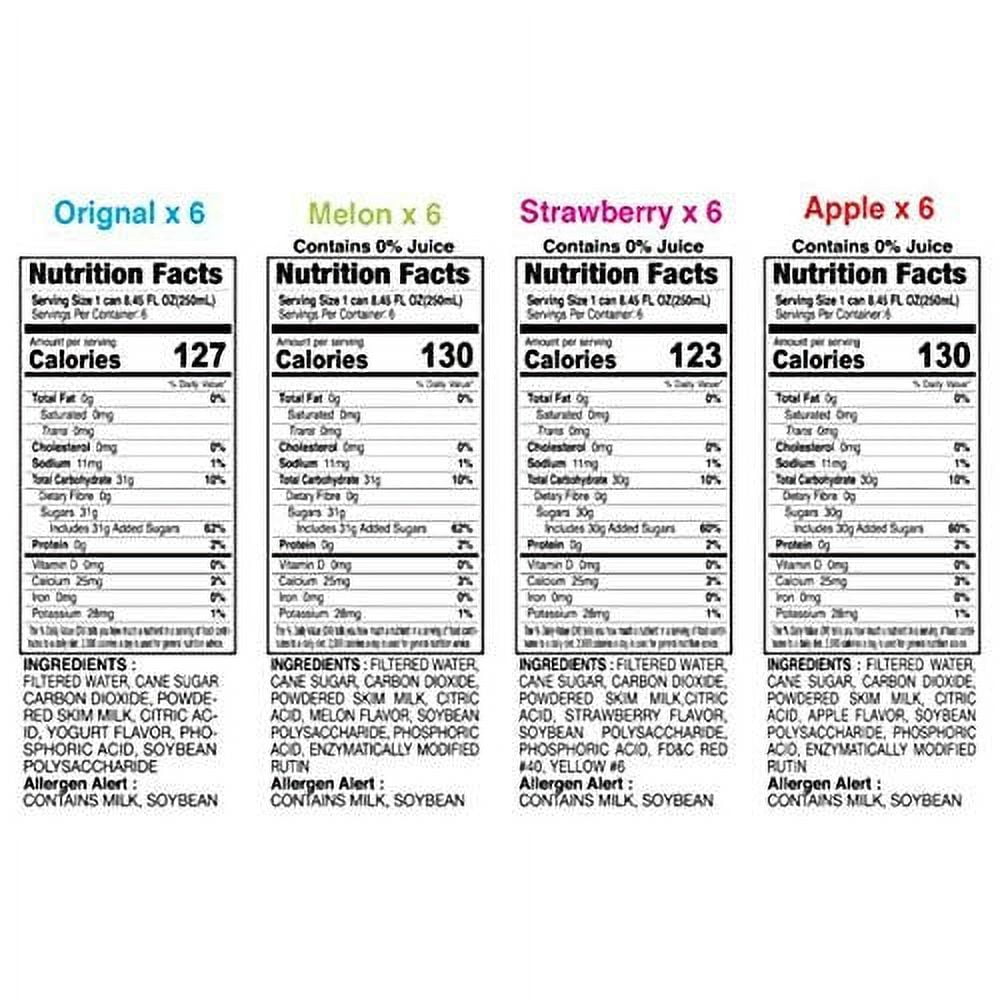 Lotte Milkis Carbonated Soft Drink, Variety Pack, 8.45 Fluid Ounce (Pack of 24)