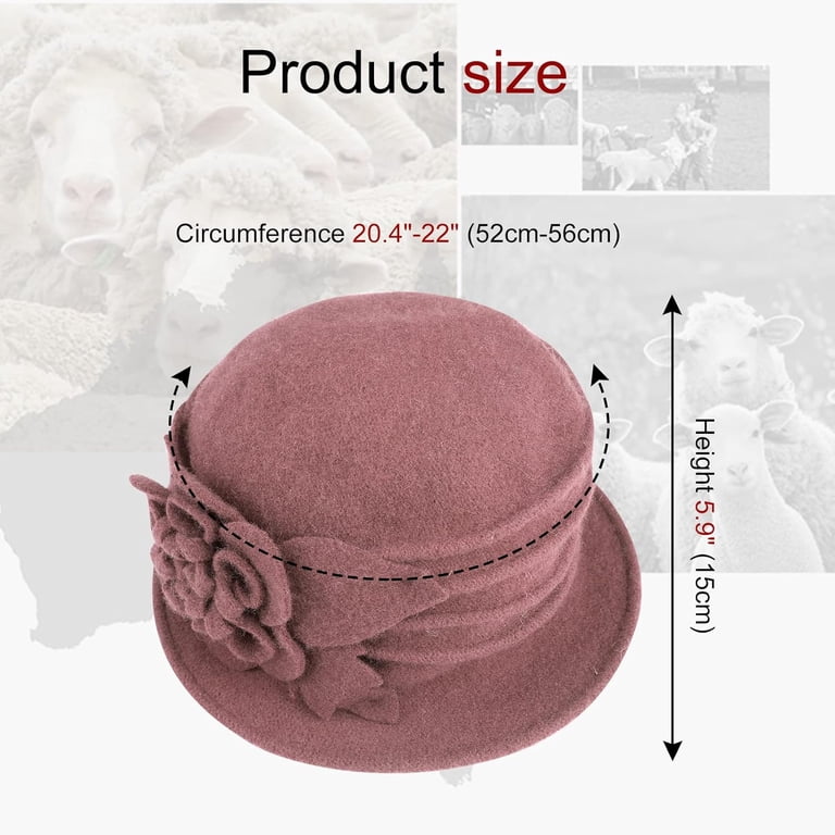 1215 Women Beret Hat French Vintage Floral Wool Dress Cloche Classic Winter Women Beret Hat French Vintage Floral Wool Dress Cloche  main image 3