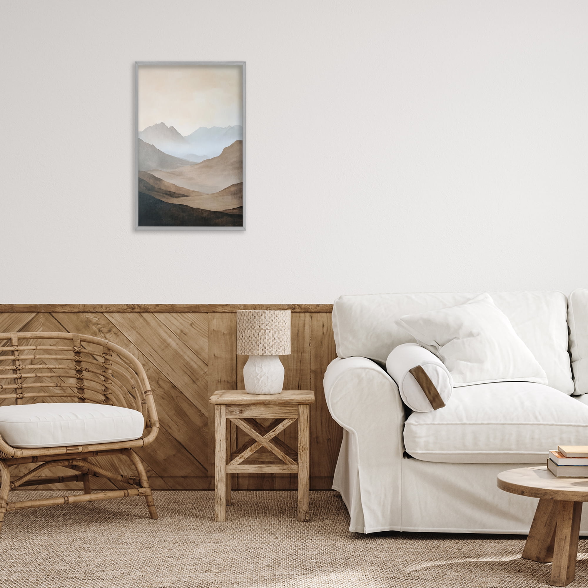 Stupell Industries Foggy Mountains Over Valley Gray Framed Giclee Art, design by Petal Prints Design