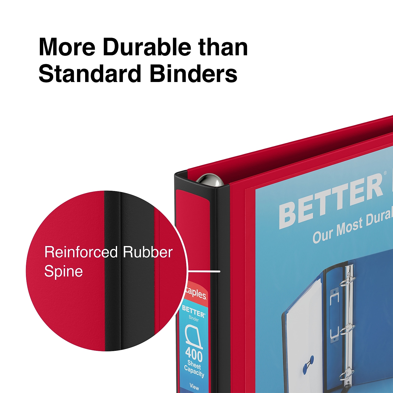 Staples 1.5" 3-Ring Better Binder Red photo 4