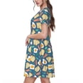 thumbnail image 2 of Lsque Eggs Toast Bacon And Arugula Print Women's Casual Dress T-Shirt Summer Short Sleeve Scoop Neck Swing Dresses, 2 of 6