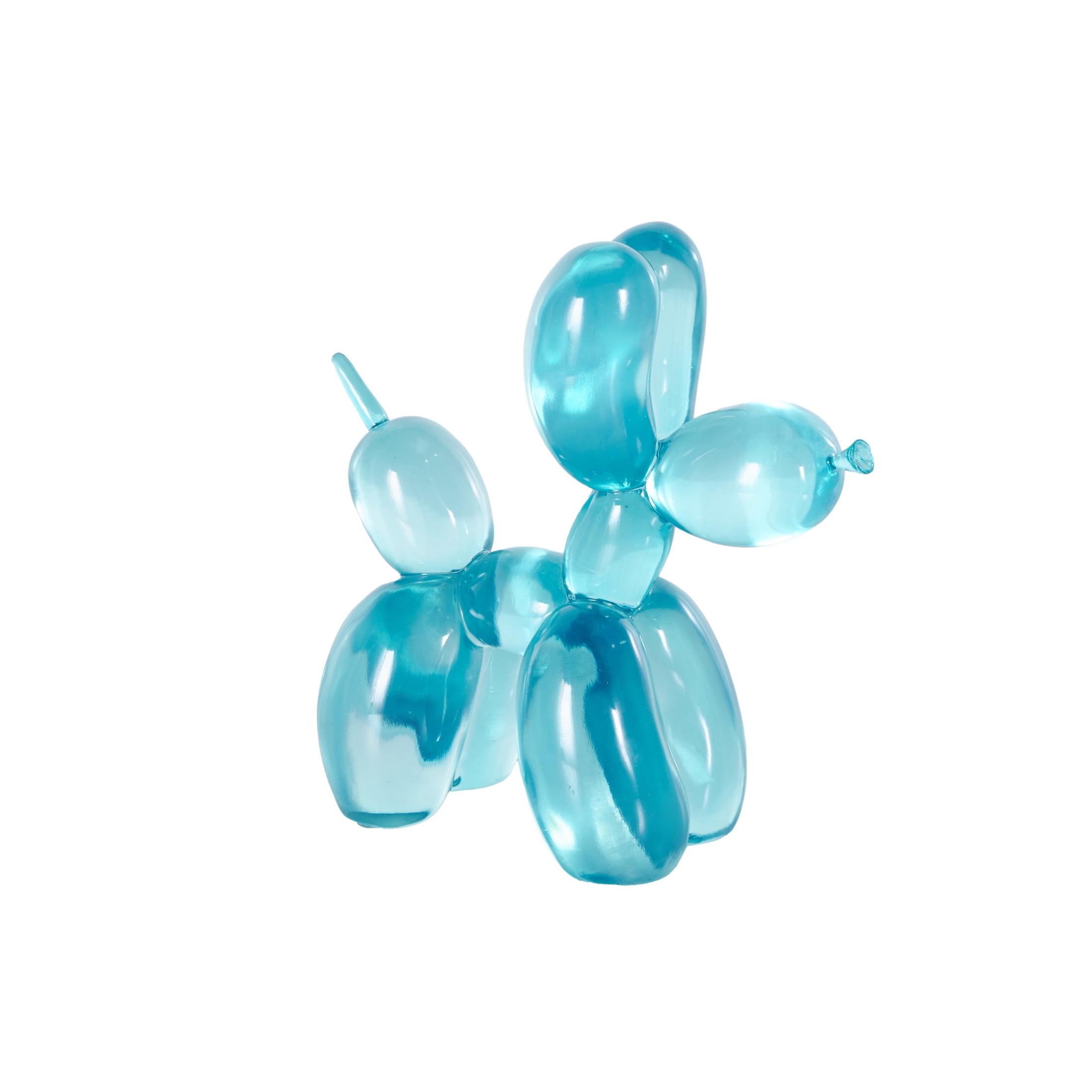 10" x 10" Light Blue Resin Tinted Balloon Dog Sculpture, by DecMode