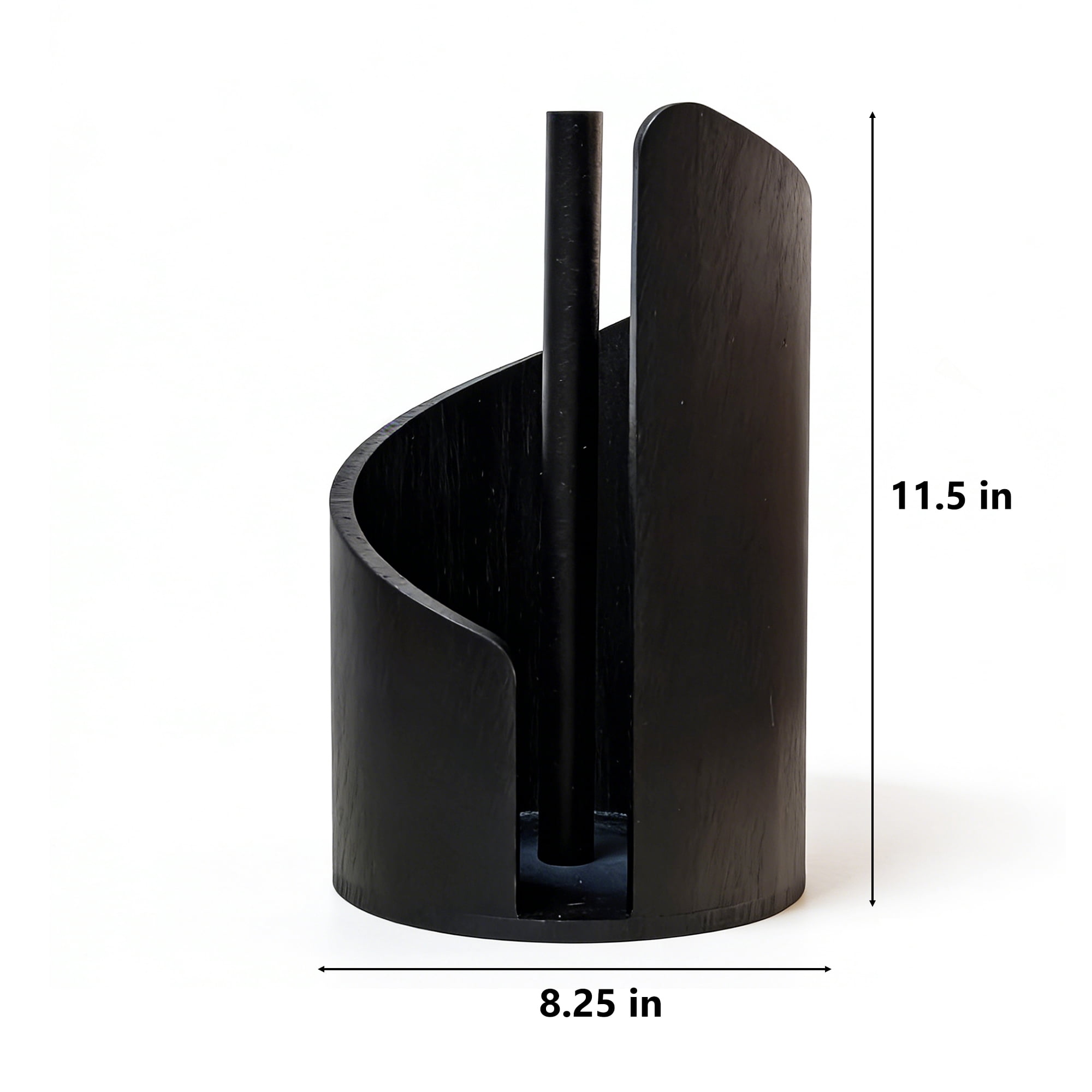 Standing Pine Wood Paper Towel Holder, 11.5" Countertop Dispenser Fits Jumbo Rolls, Modern Semi-Enclosed Design for One-Handed Tear, Brown/Natural/Black