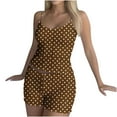 thumbnail image 7 of Womens Cami Pajama Sets Cute Polka Loungewear Suits Sleeveless Cropped Camisole Tops Matching Shorts 2 Piece Sleepwear Home Outfits Coffee S, 7 of 7