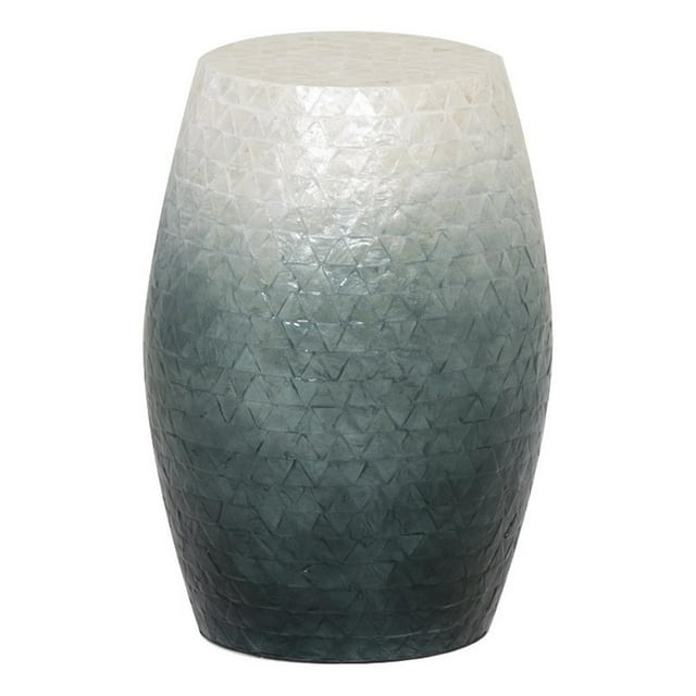 Linon Westly Round Capiz Shell Drum Table in White to Blue Ombré Mosiac