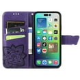 thumbnail image 4 of Feishell Wallet Case for iPhone 14 Pro 6.1 inch,Butterfly & Flower Embossed PU Leather TPU Inner Shell Magnetic Flip Stand Card Slots Shockproof Protective Phone Cover,Purple, 4 of 6