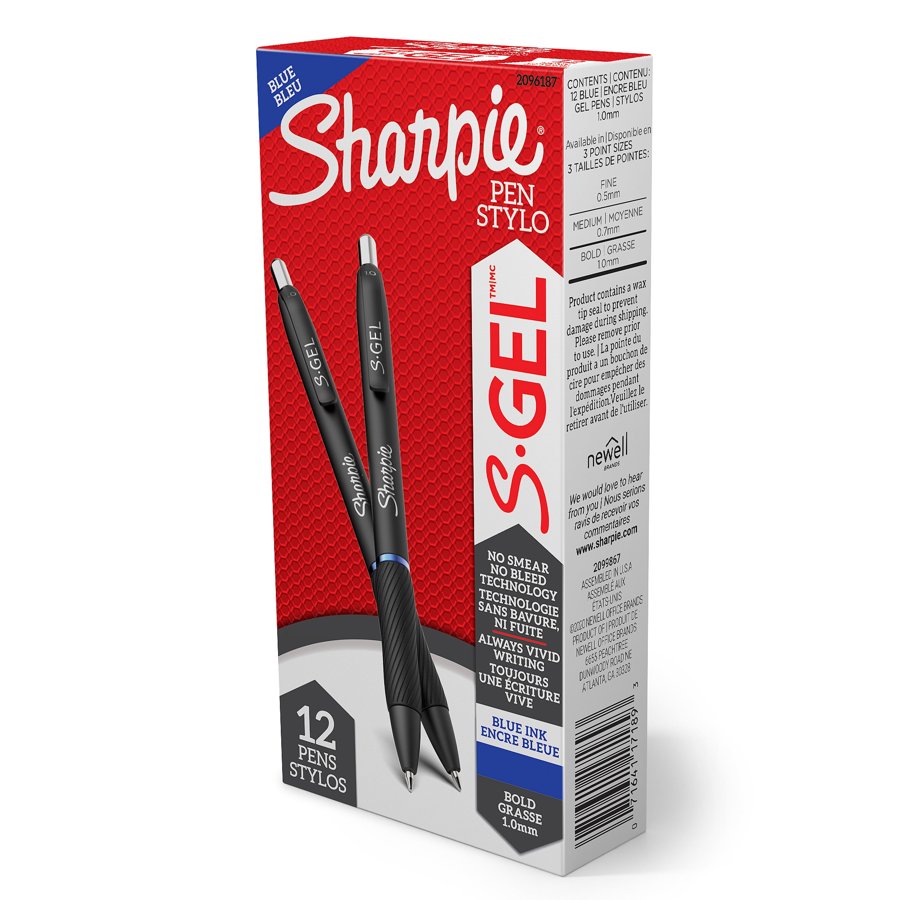6 Sharpie S-gel Pens Bold Point 1.0mm Black Red Blue Ink 2 Each for sale online 