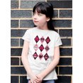 thumbnail image 2 of Lucky Love Emojis - Retro Argyle Graphic Youth's T-shirt, 2 of 4