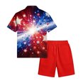 thumbnail image 6 of Mens 4th of July 2 Piece Set Summer Tracksuits 2 Piece Outfits Independence Day Textured Short Sleeve Button Down Shirts and Drawstring Short Sets, 6 of 6