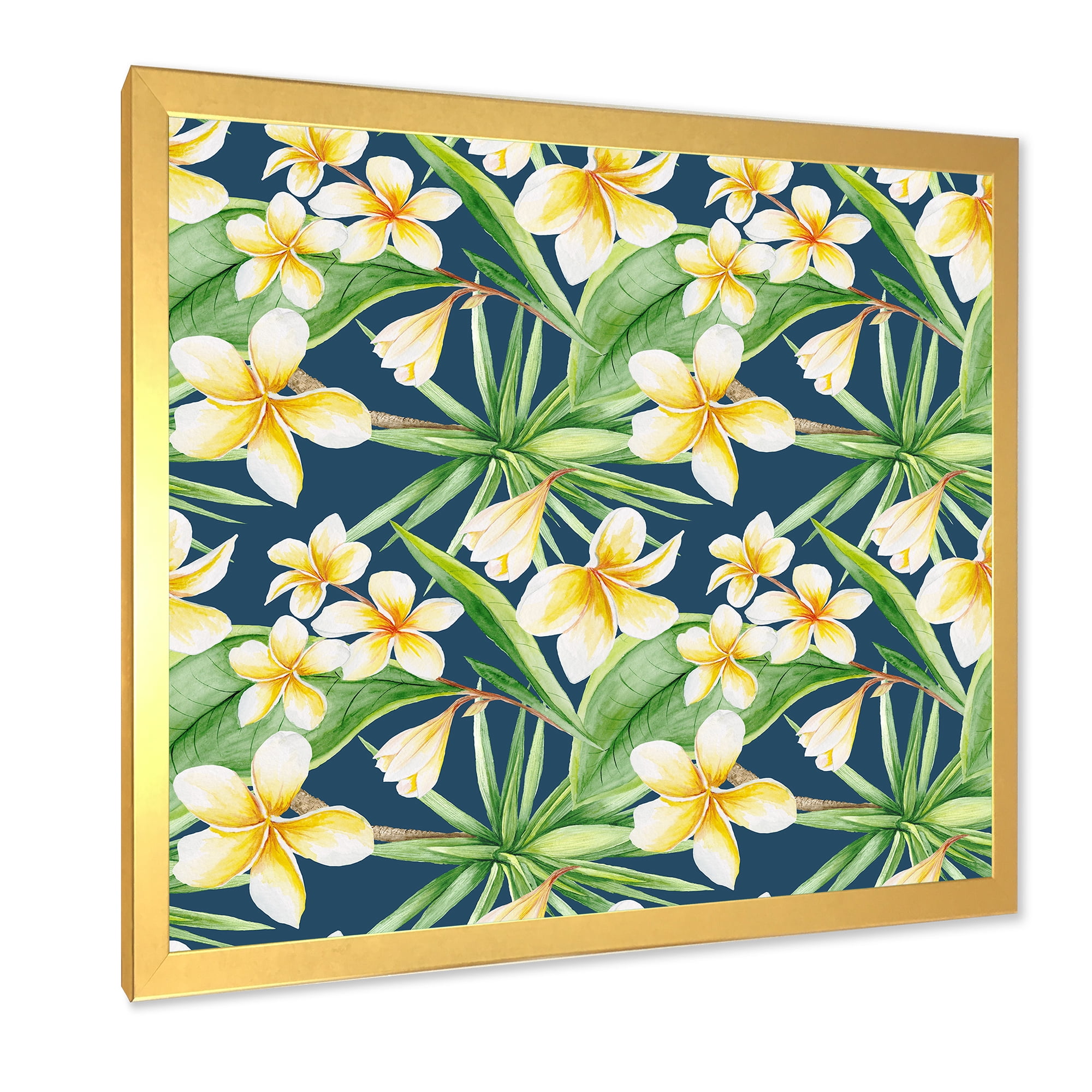 Designart 'Yellow Flowers and Tropical Foliage VIII' Modern Framed Art Print