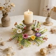thumbnail image 4 of Easter Wreath​ Colorful Flowers Leaves Candle Holder Decor Simulation Flower Candle Wreaths Accents Easter Decorations for Home, 4 of 7