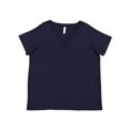 thumbnail image 1 of LAT Camiseta de manga corta con cuello en V y ajuste curvo para mujer, 100 % algodón, azul marino, 3-22/24 LAT 3807, 1 of 1