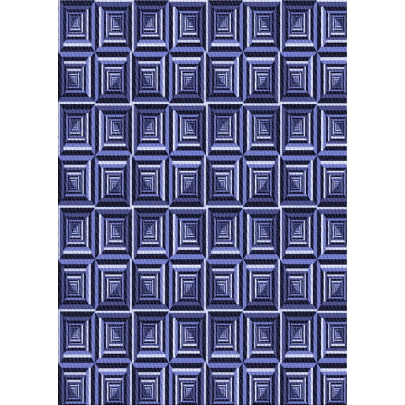 Ahgly Company Machine Washable Indoor Rectangle Transitional Blue Area Rugs, 8' x 12'