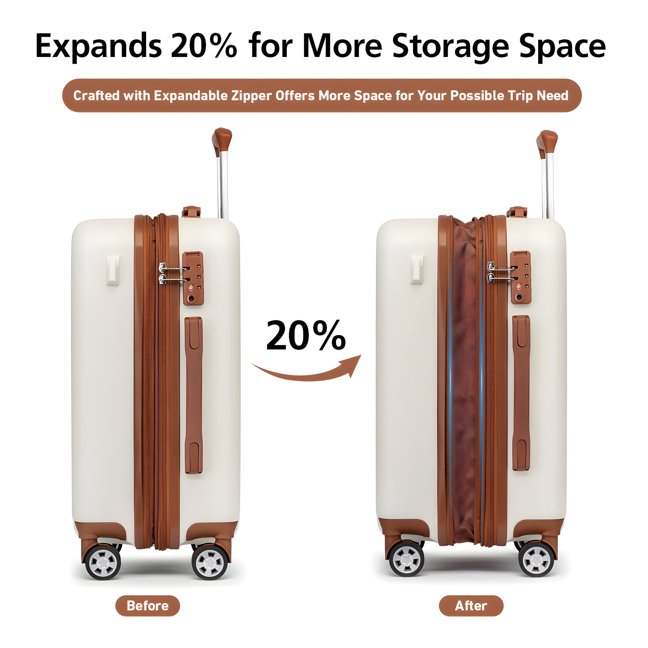 WEPLUS 5Piece Hardside Carry On Luggage Sets TSA Lock Spinner Wheels 20"24"28" Suitcase with Cup Holder