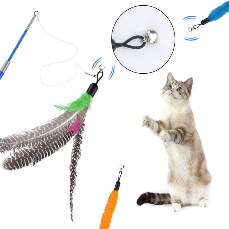 Qoosea Cat Feather Toys, 15-Piece Interactive Wand Set photo 3