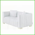 thumbnail image 5 of Modern Channel-Tufted Chesterfield Loveseater in White Velvet – Stylish Living Room Sofa with Plush Comfort, 5 of 12