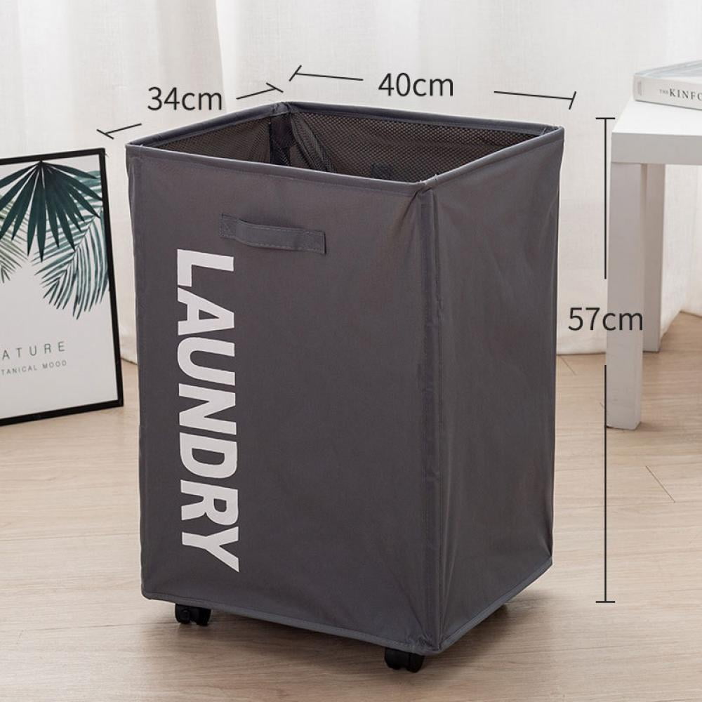 Laundry Basket With Handle On Wheels, Foldable Corner Storage Bins Dirty Clothes Hamper For Laundry Room Organization, Collapsible Rolling Laundry Hamper (Black,Square)