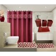 thumbnail image 1 of SAMIMPORT-2011 Juego de ropa de baño y accesorios de 19 piezas con estampado geométrico burdeos. Incluye alfombras antideslizantes, tapete de baño y cortina de ducha., 1 of 2