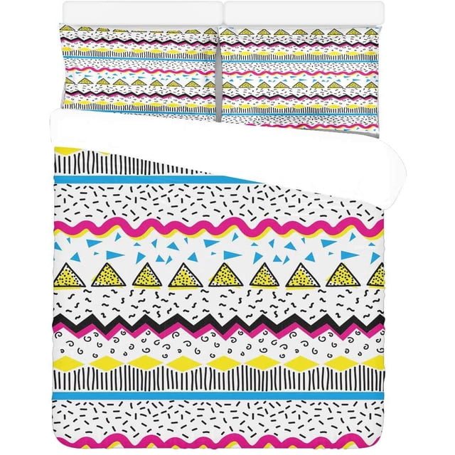 Juego de Ropa de Cama ABPHQTO de 3 Piezas Funda de Edredón Retro Neon Twin Size