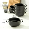 thumbnail image 2 of 22 oz Stackable Ceramic Soup Bowls with Handles, Matte Black, Oven Microwave Dishwasher Safe Set of 4, 2 of 6
