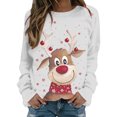 thumbnail image 1 of Chandail en Molleton de Noël pour Femmes Col Rond Pull Chaud Manches Longues Cardigan Imprimé Mode Pull Mi-Long Veste de Vacances Xmas, 1 of 4