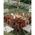 thumbnail image 2 of Burnt Orange Dog Paws Outdoor Tablecloth with Umbrella Hole, Farmhouse Vintage Modern Brown Wood Spillproof Waterproof Outdoor Table Cover, Patio Tablecloths for Party/Garden/Picnic, Square 54"x54", 2 of 9
