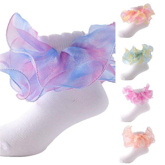 Kids Socks for Toddlers Floor Socks with Ripple and Lace Ruffle Details for Girls Product Kids Sock 1