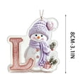 thumbnail image 3 of Purple Snowman Letter Ornament, Flat Acrylic Single Initial Pendant, Xmas Snowman Letter Hanging Decor for Christmas Tree, 3 of 7