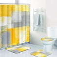 thumbnail image 3 of 4 Pcs Shower Curtain Set Abstract Green Bathroom Set with Shower Curtain and Rugs Accessories Green White and Gray Modern with Non-Slip Rugs Toilet Lid Cover and Bath Mat Bathroom, 3 of 7