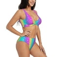 thumbnail image 2 of Rocae Rainbow Scales2 for Bikini Set for Women Two Piece Sexy High Swimsuits Split Crossover Bikini XX-Large, 2 of 9