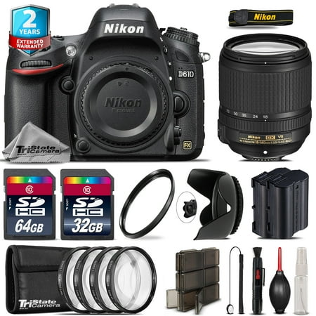 Nikon D610 DSLR + AFS 18-140mm VR Lens + 4PC Macro Kit + Extra Battery -