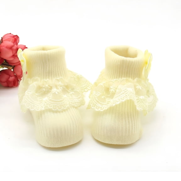 TELOLY Baby Girl Lovely Lace Ruffle Frilly Cotton Ankle Socks Newborn Warm Floor Socks 0-6M