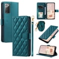 thumbnail image 3 of Crossbody Strap Case for Samsung Galaxy Note 20 Wallet PU Leather Elegant Diamond Patterned Credit Card Holder Full Body with Wrist Lanyard Strap Soft TPU Bumper Magnetic Closure Phone Cover,Green, 3 of 10