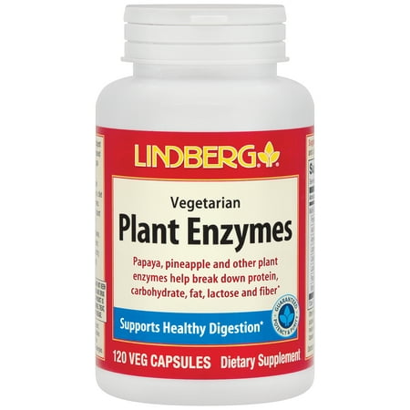 Lindberg Plant Enzymes -- Papaya, Pineapple & other Vegetarian Digestive Enzymes to help break down Protein, Carbohydrate, Fat &