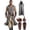 Gray, variant on Renaissance Costume for Men Medieval Viking Hooded Sleeveless Surcoat Tunic Set for Halloween Cosplay Five Piece Set